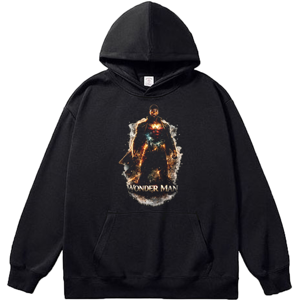 Marvel Wonder Man Armor Style Gold-Red Nebula Effect Standing Pose Print