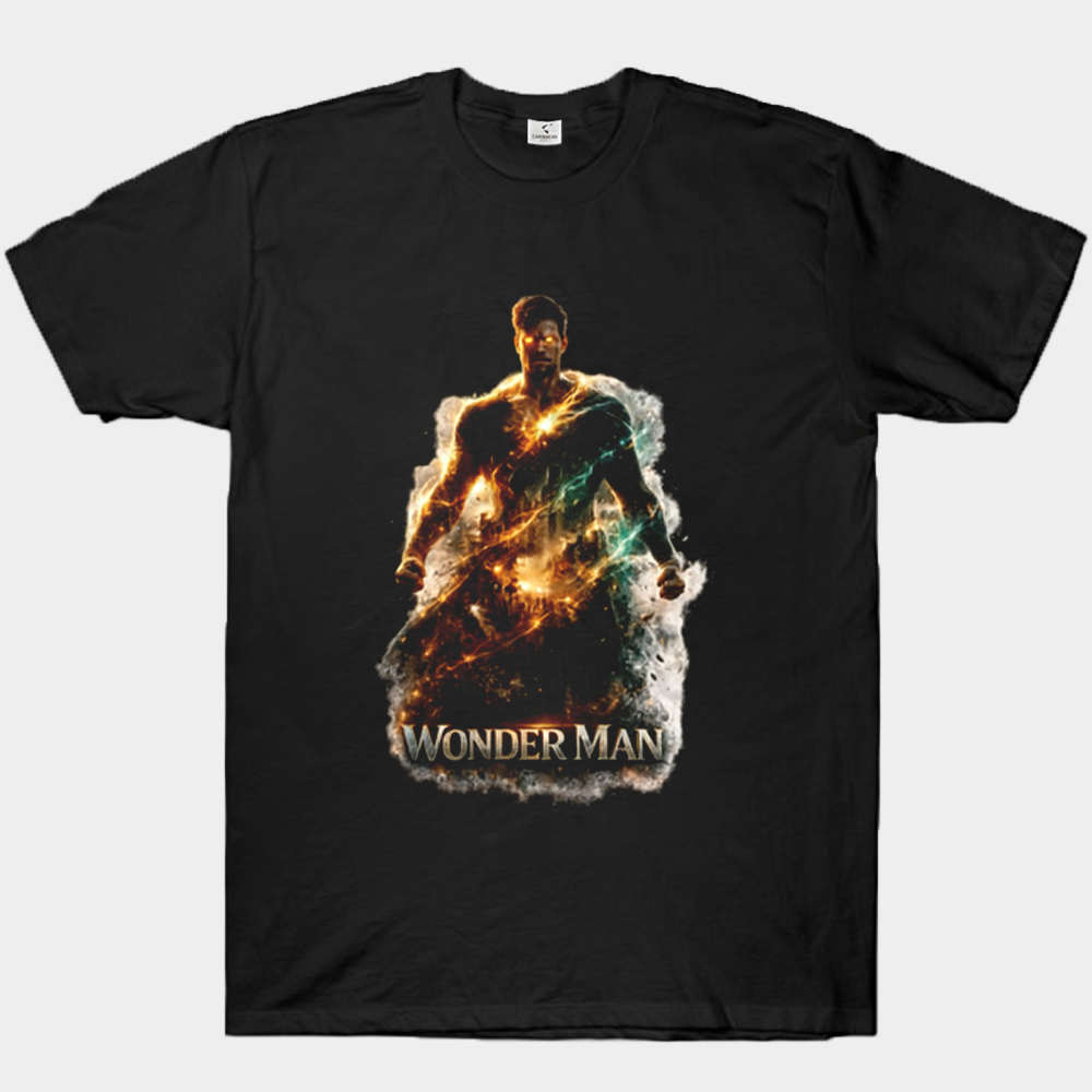 Marvel Wonder Man Gold-Blue Nebula Effect Standing Pose Print