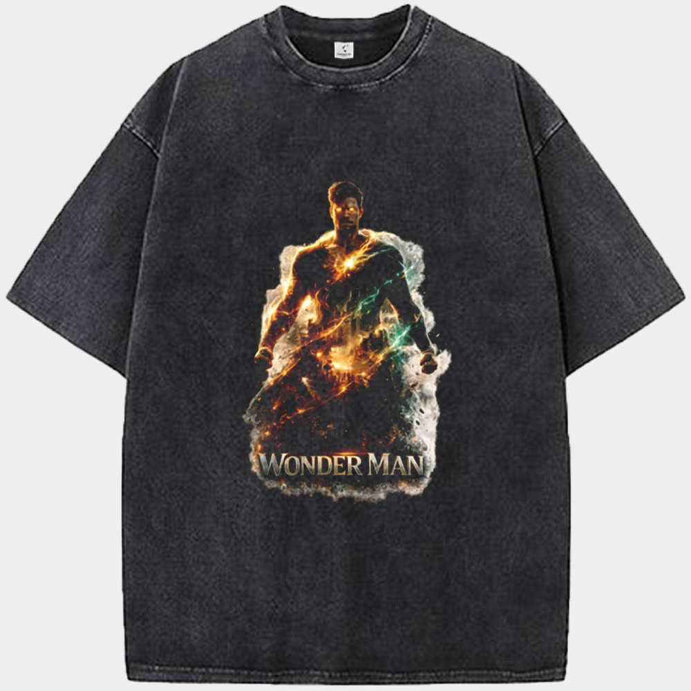 Marvel Wonder Man Gold-Blue Nebula Effect Standing Pose Print