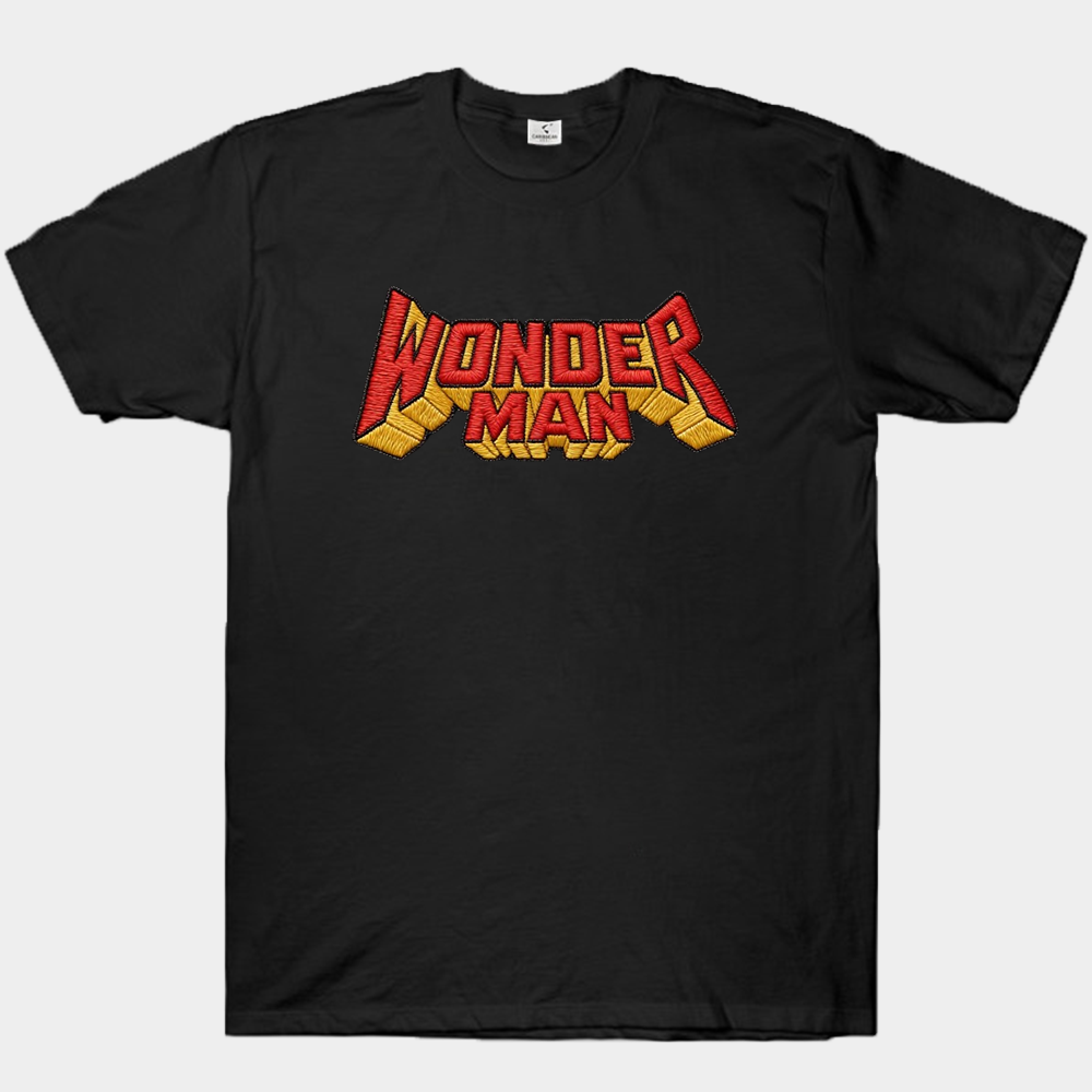 Marvel Wonder Man Red-Yellow 3D Text Embroidered Print