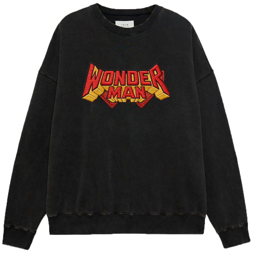 Marvel Wonder Man Red-Yellow 3D Text Embroidered Print