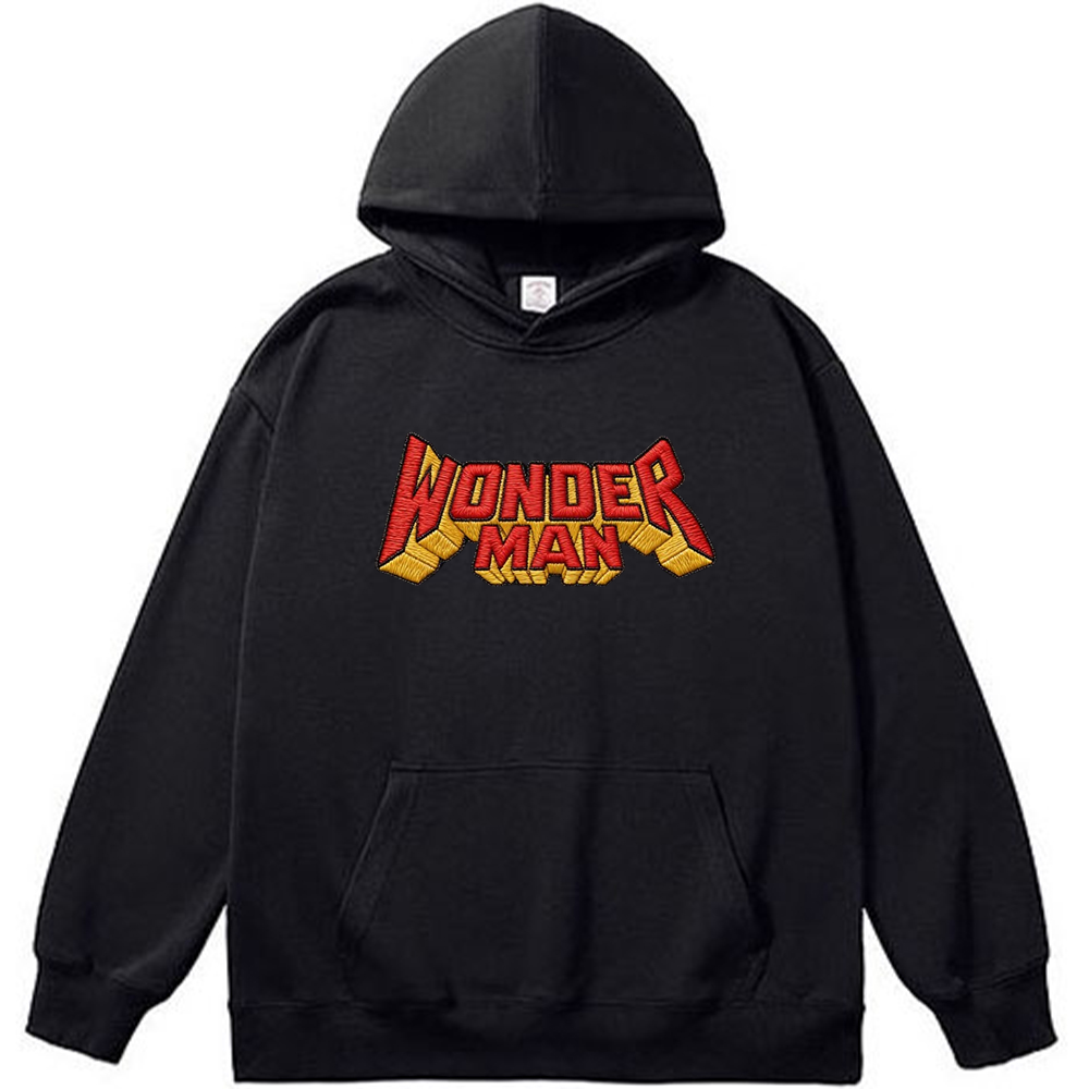 Marvel Wonder Man Red-Yellow 3D Text Embroidered Print