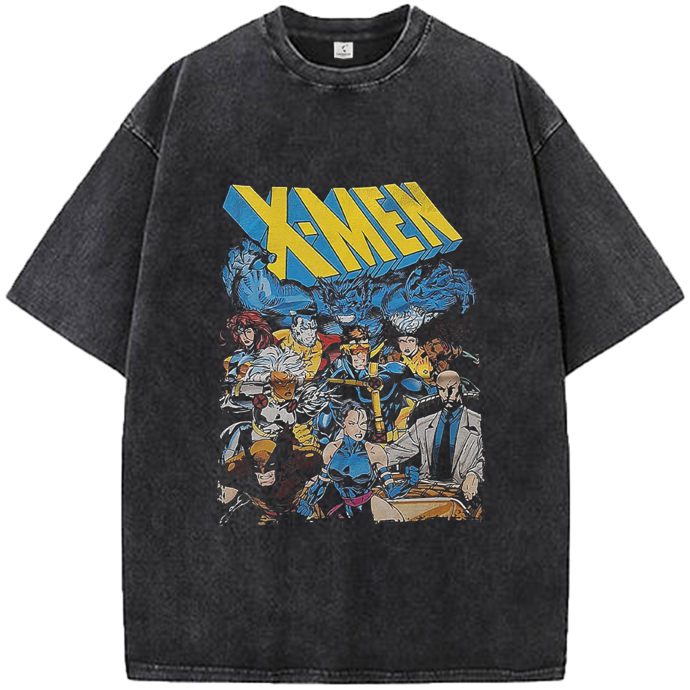 Marvel X-Men 90's Vintage Blue Yellow Title Retro Full Team Print