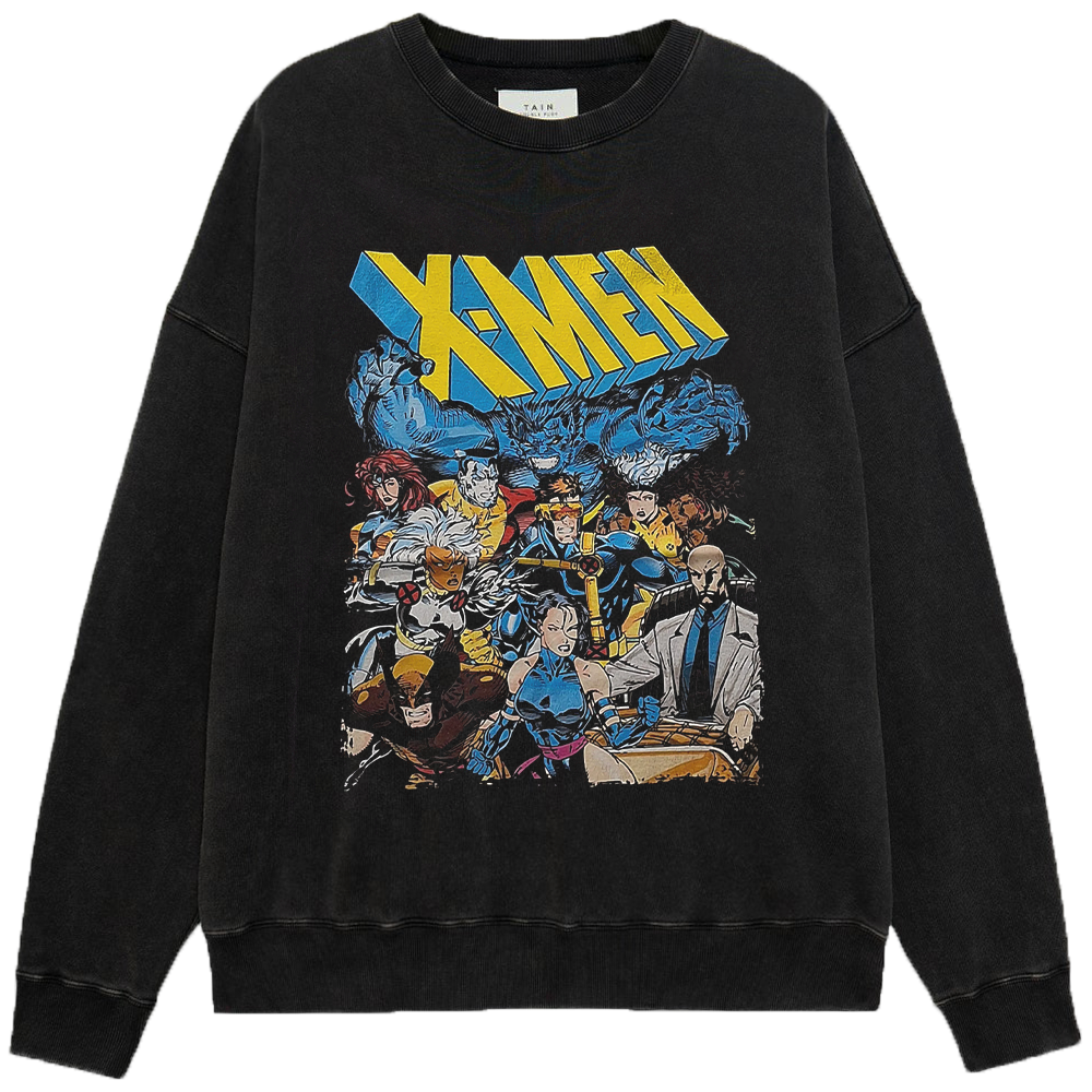 Marvel X-Men 90's Vintage Blue Yellow Title Retro Full Team Print