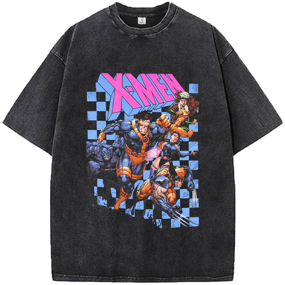 Marvel X-Men 90's Vintage Checkerboard Background Full Team Print