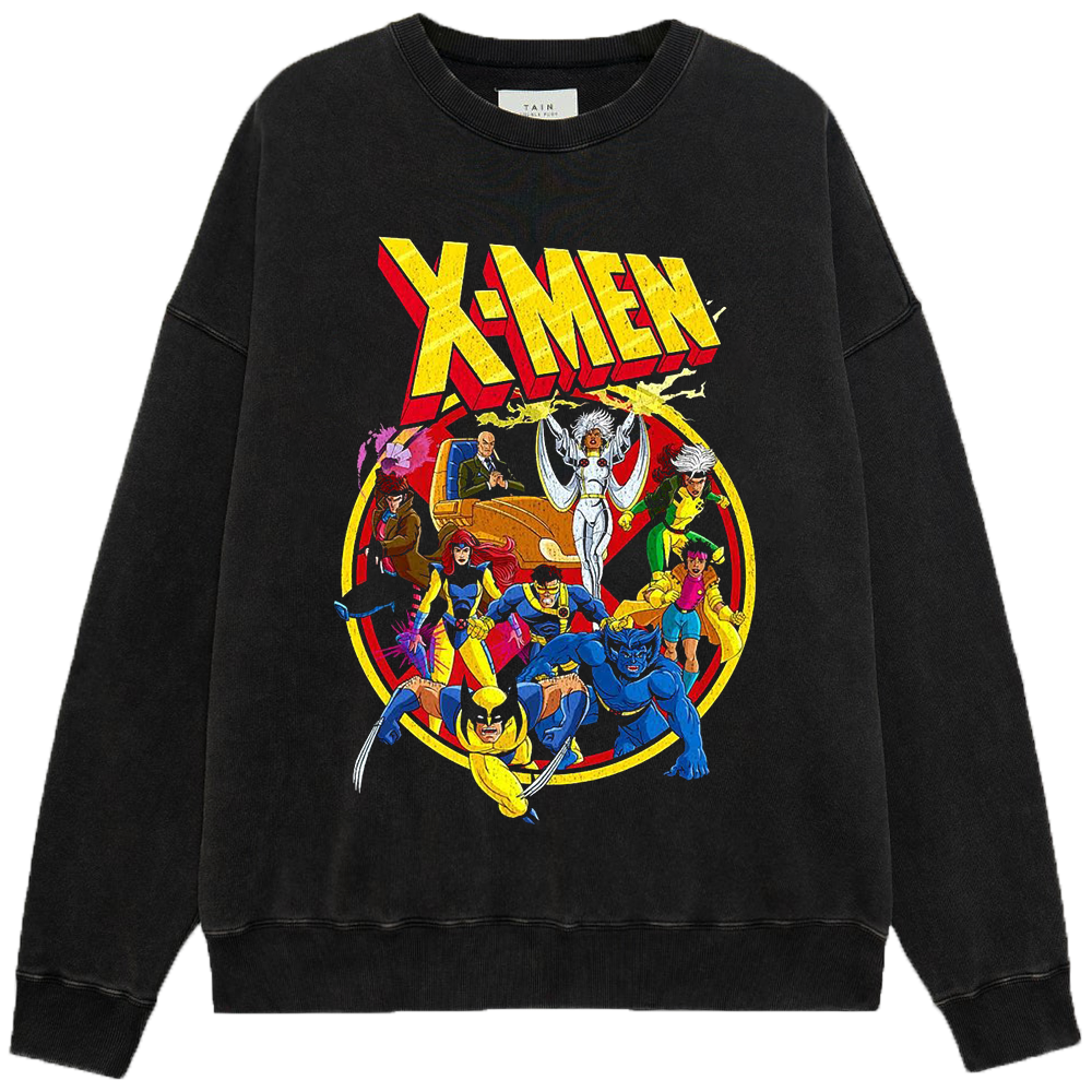 Marvel X-Men 90's Vintage Circular Animated Style Full Team Print