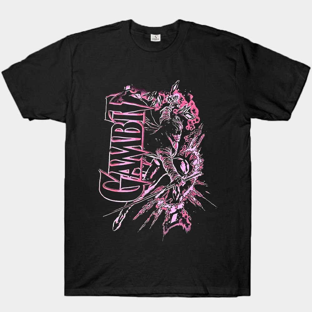 Marvel X-Men 90's Vintage Gambit Pink Splatter Style Print