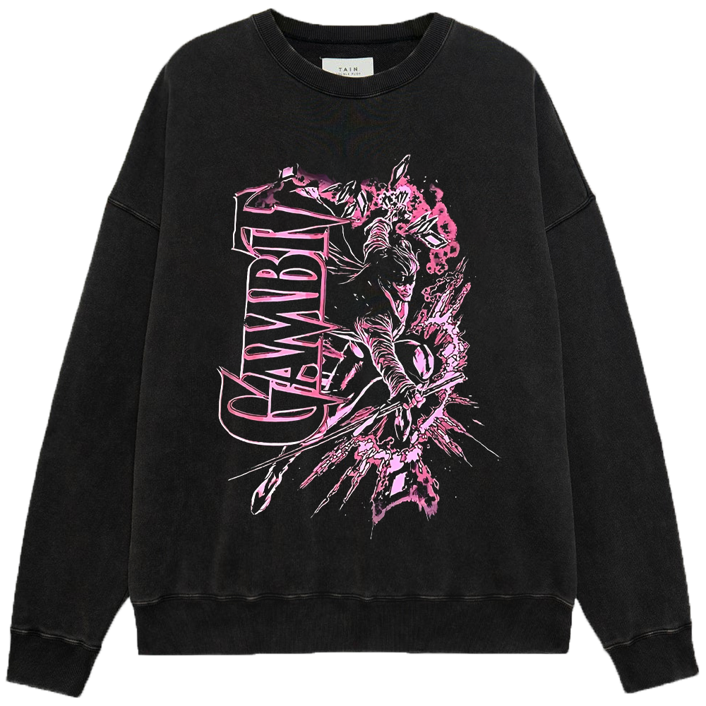 Marvel X-Men 90's Vintage Gambit Pink Splatter Style Print