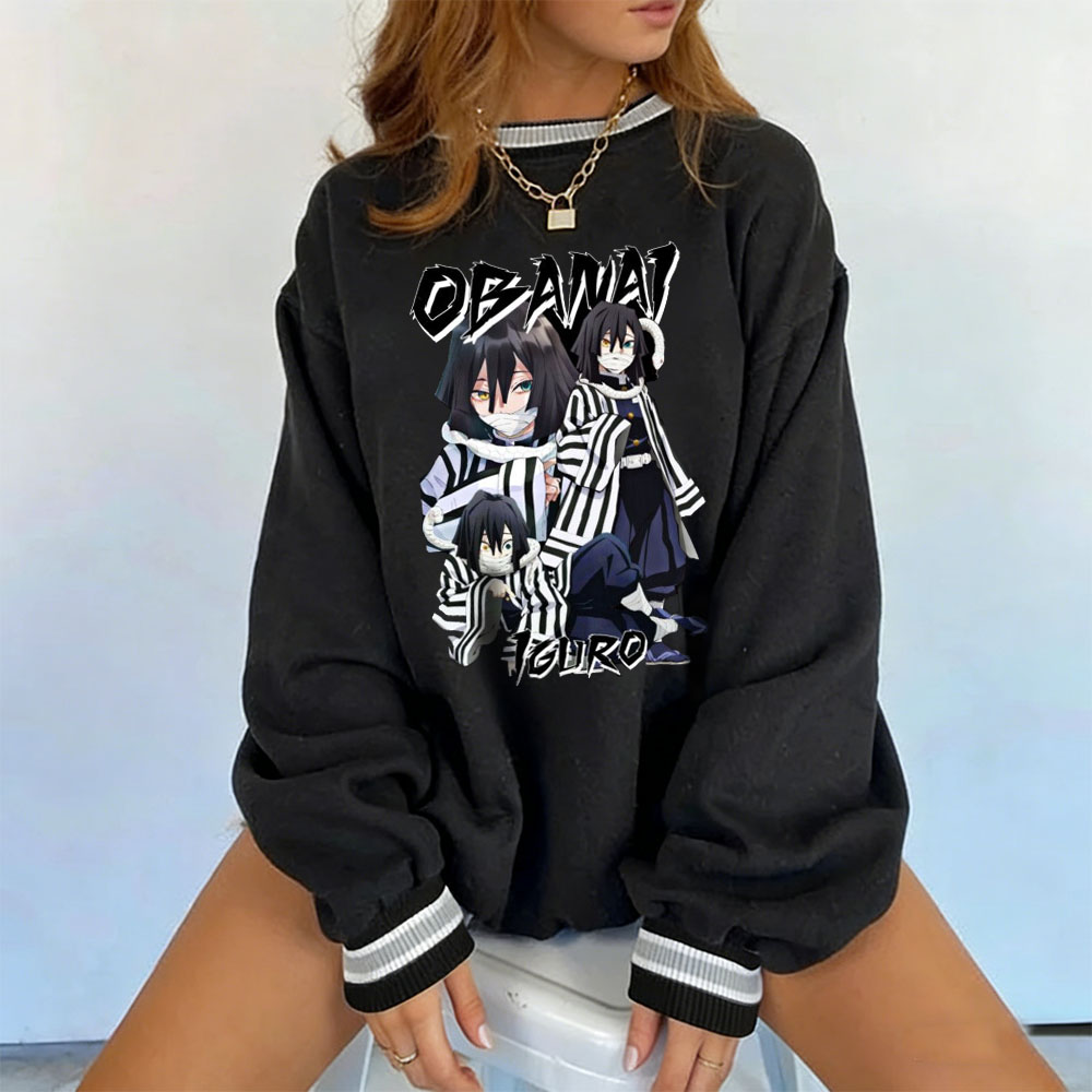 Demon Slayer Iguro Obanai Print Long Sleeve Retro Sweatshirt