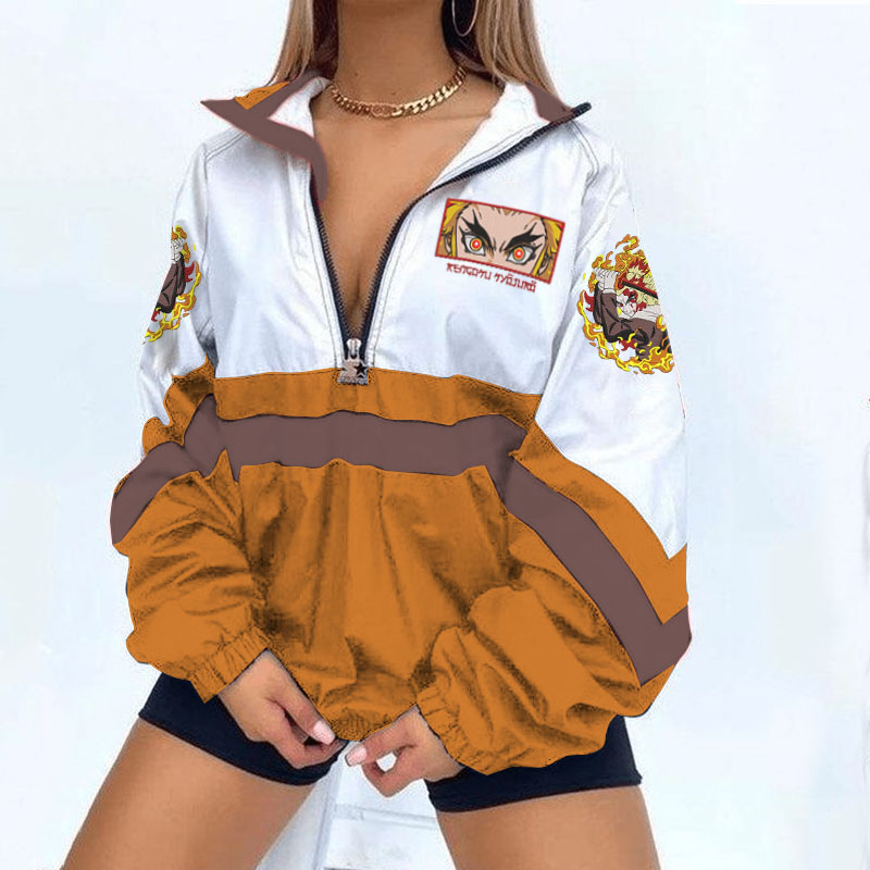 Demon Agatsuma Zenitsu Print Long Sleeve Zippered Sweatshirt