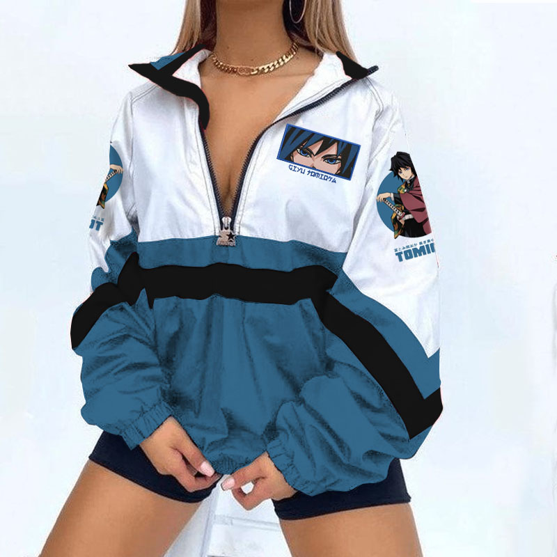 Demon Slayer Himejima Gyomei Print Long Sleeve Zippered Sweatshirt