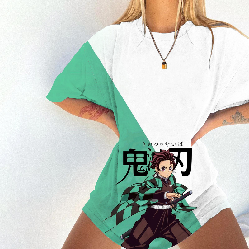 Women's Demon Slayer Kamado Tanjirou Prints Short Sleeves T-Shirt