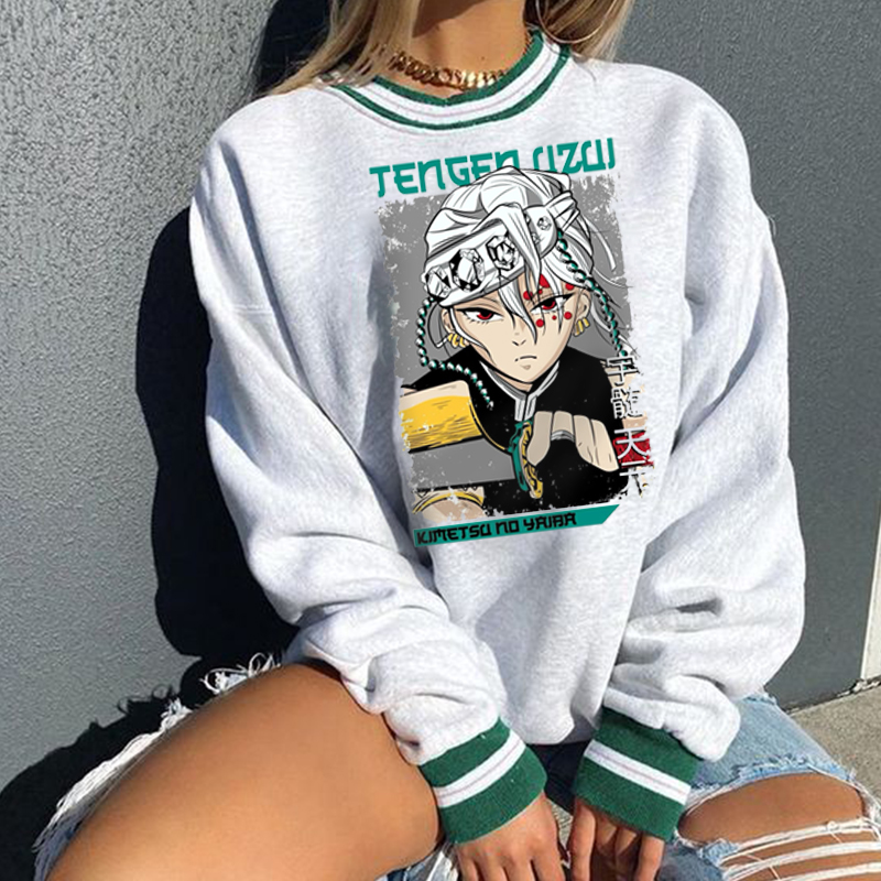 Demon Slayer Uzui Tengen Print Long Sleeve Retro Sweatshirt