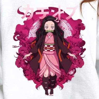 Demon Slayer Nezuko Print Long Sleeve Retro Sweatshirt