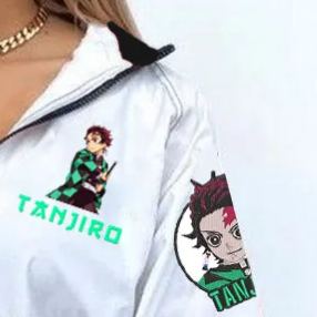 [Copy]Demon Slayer Kochou Shinobu Print Long Sleeve Zippered Sweatshirt