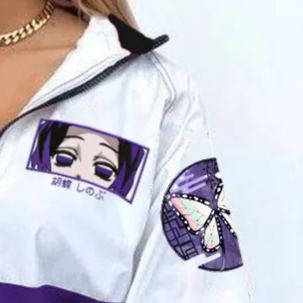 Demon Slayer Kochou Shinobu Print Long Sleeve Zippered Sweatshirt