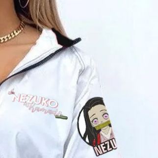 Demon Slayer Kamado Nezuko Print Long Sleeve Zippered Sweatshirt