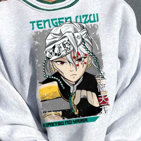Demon Slayer Uzui Tengen Print Long Sleeve Retro Sweatshirt