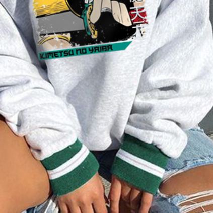 Demon Slayer Uzui Tengen Print Long Sleeve Retro Sweatshirt