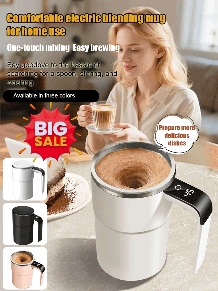 ☕Smart magnetic automatic stirring cup with temperature display🌡️ Made of food-grade stainless steel, perfect for making delicious drinks🚀