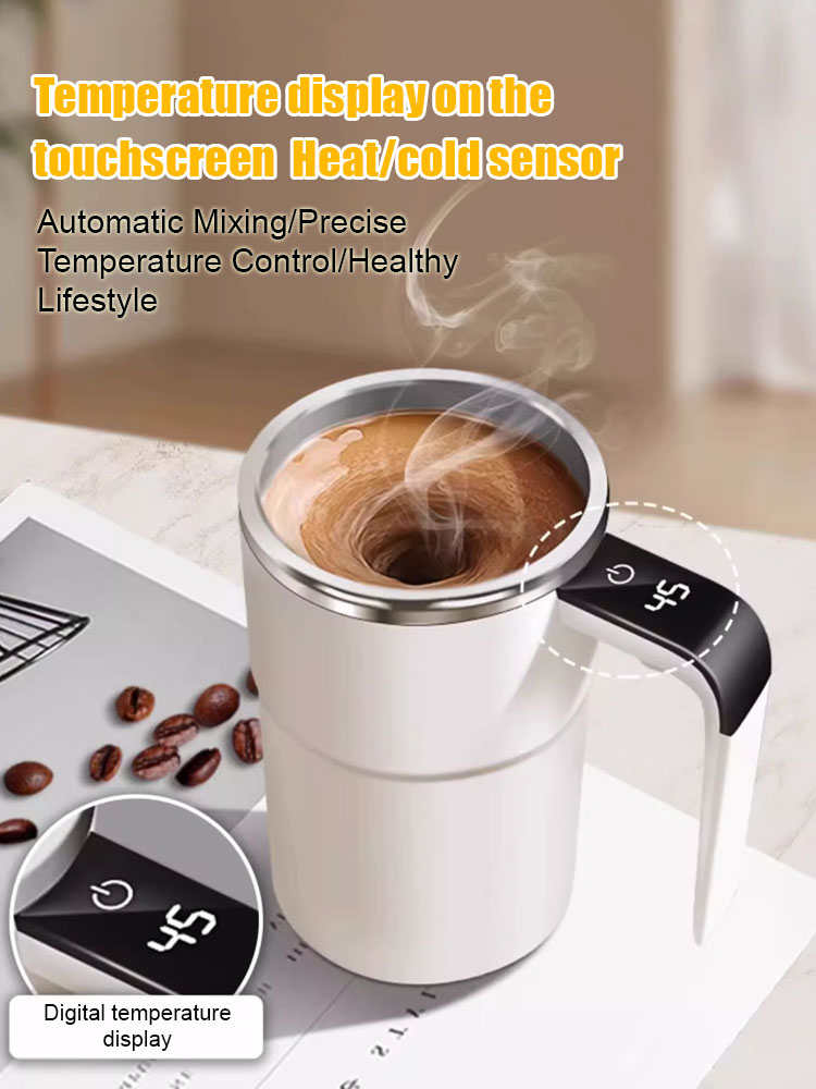 ☕Smart magnetic automatic stirring cup with temperature display🌡️ Made of food-grade stainless steel, perfect for making delicious drinks🚀
