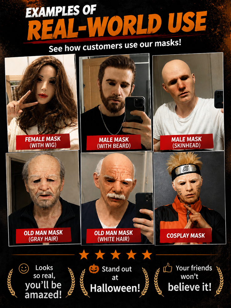 🎭 Movie-Grade 1:1 Realistic Silicone Mask (Medical-Grade, 25°C Cooling Gel & Hand-Planted Hair)