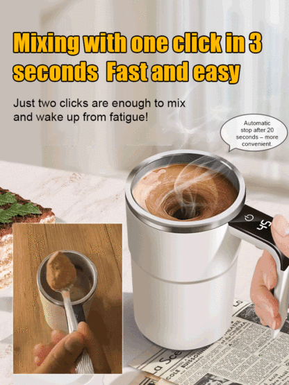 ☕Smart magnetic automatic stirring cup with temperature display🌡️ Made of food-grade stainless steel, perfect for making delicious drinks🚀