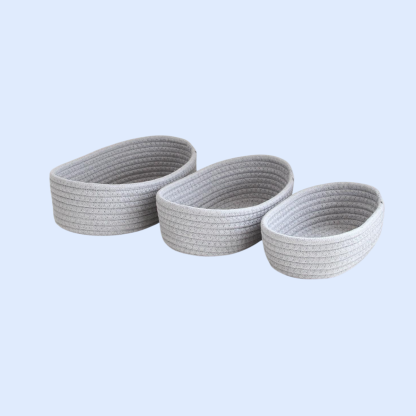 Hand-Woven Cotton Desktop Storage Basket