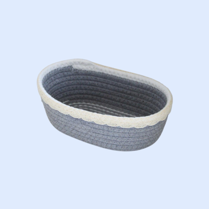 Hand-Woven Cotton Desktop Storage Basket