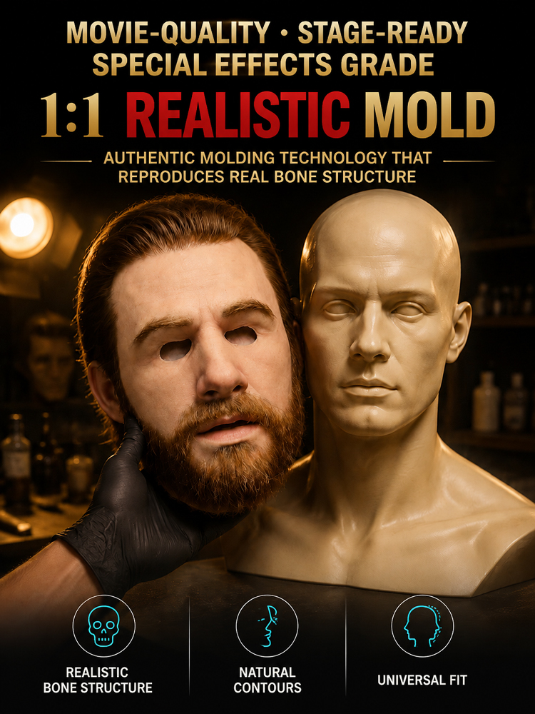 🎭 Movie-Grade 1:1 Realistic Silicone Mask (Medical-Grade, 25°C Cooling Gel & Hand-Planted Hair)