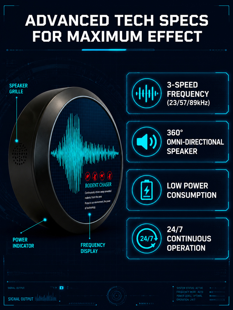 🐭 Pest-free in 24 hours with AI radar 🏥 Recommended by pest control professionals - 350m³ protection with a 30-day money-back guarantee