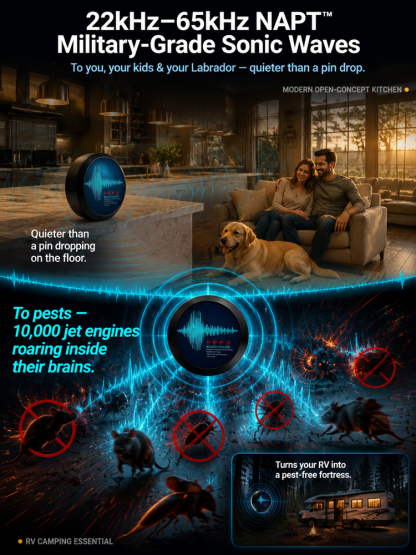 🐭 Pest-free in 24 hours with AI radar 🏥 Recommended by pest control professionals - 350m³ protection with a 30-day money-back guarantee