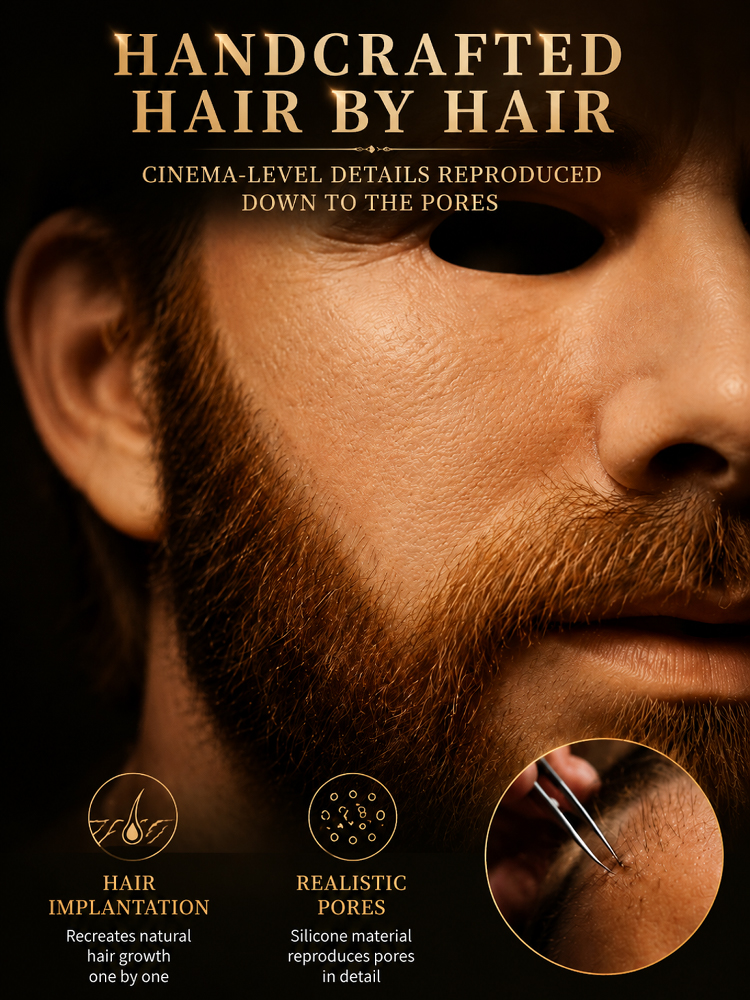 🎭 Movie-Grade 1:1 Realistic Silicone Mask (Medical-Grade, 25°C Cooling Gel & Hand-Planted Hair)