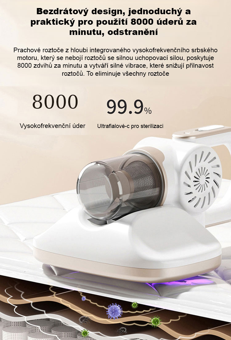 JS-【Bezdrátová integrace sání a vytírání】 stroj na odstraňování roztočů a vakuové vytírání