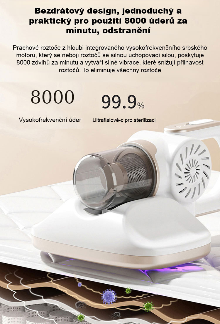 JS-【Bezdrátová integrace sání a vytírání】 stroj na odstraňování roztočů a vakuové vytírání