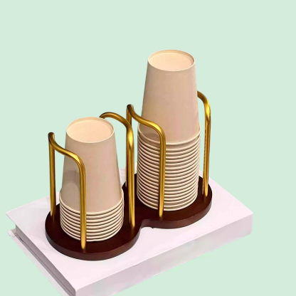 Dřevěný dávkovač kelímků do kanceláře, multifunkční stojan na kelímky