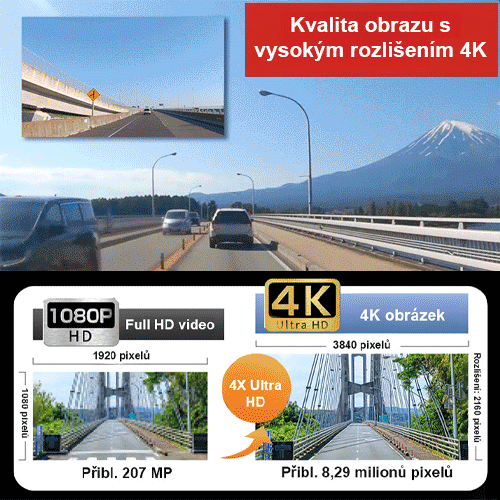 Trojitý HD WiFi palubní kamera