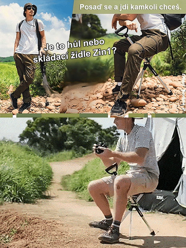 Venkovní skládací berlové křeslo pro starší chodící berličkovou stoličku