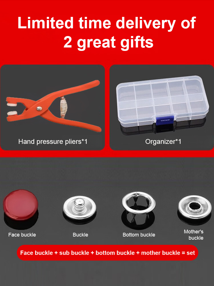 No-sew colored snap button installation tool set