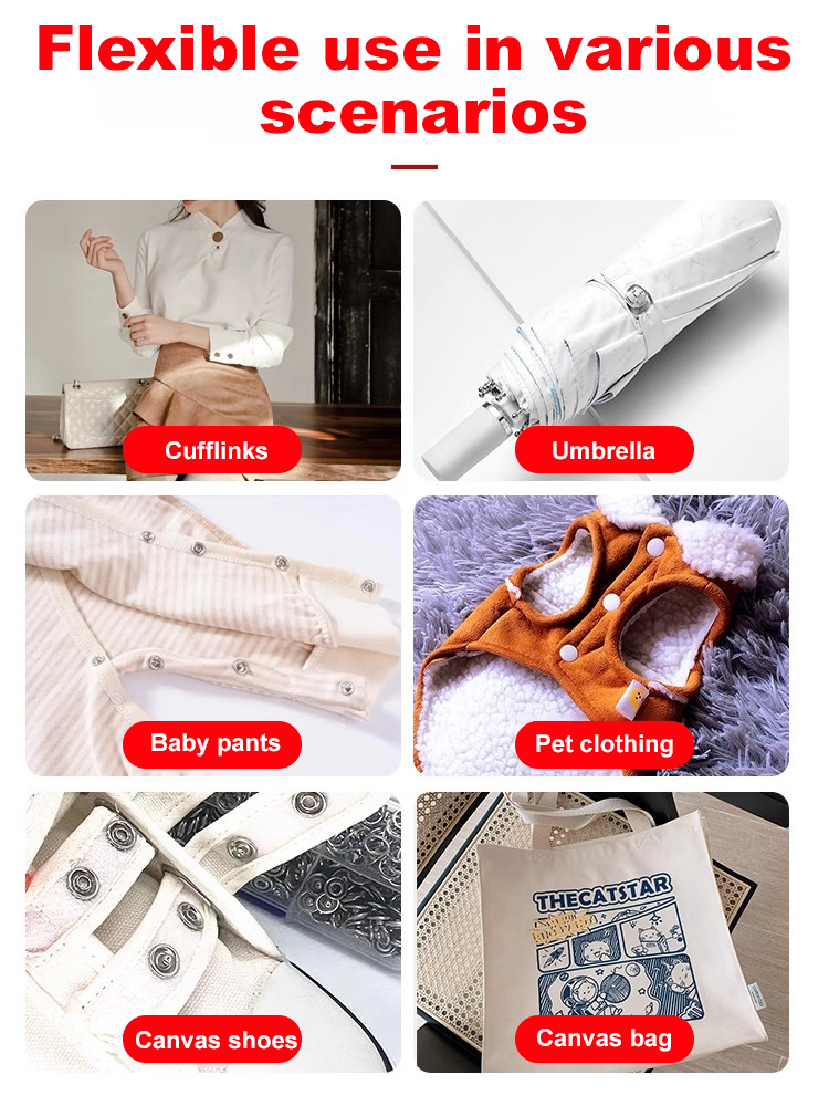 No-sew colored snap button installation tool set