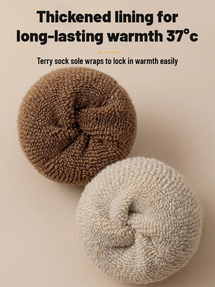 Warm cashmere mid-calf socks with plush fleece