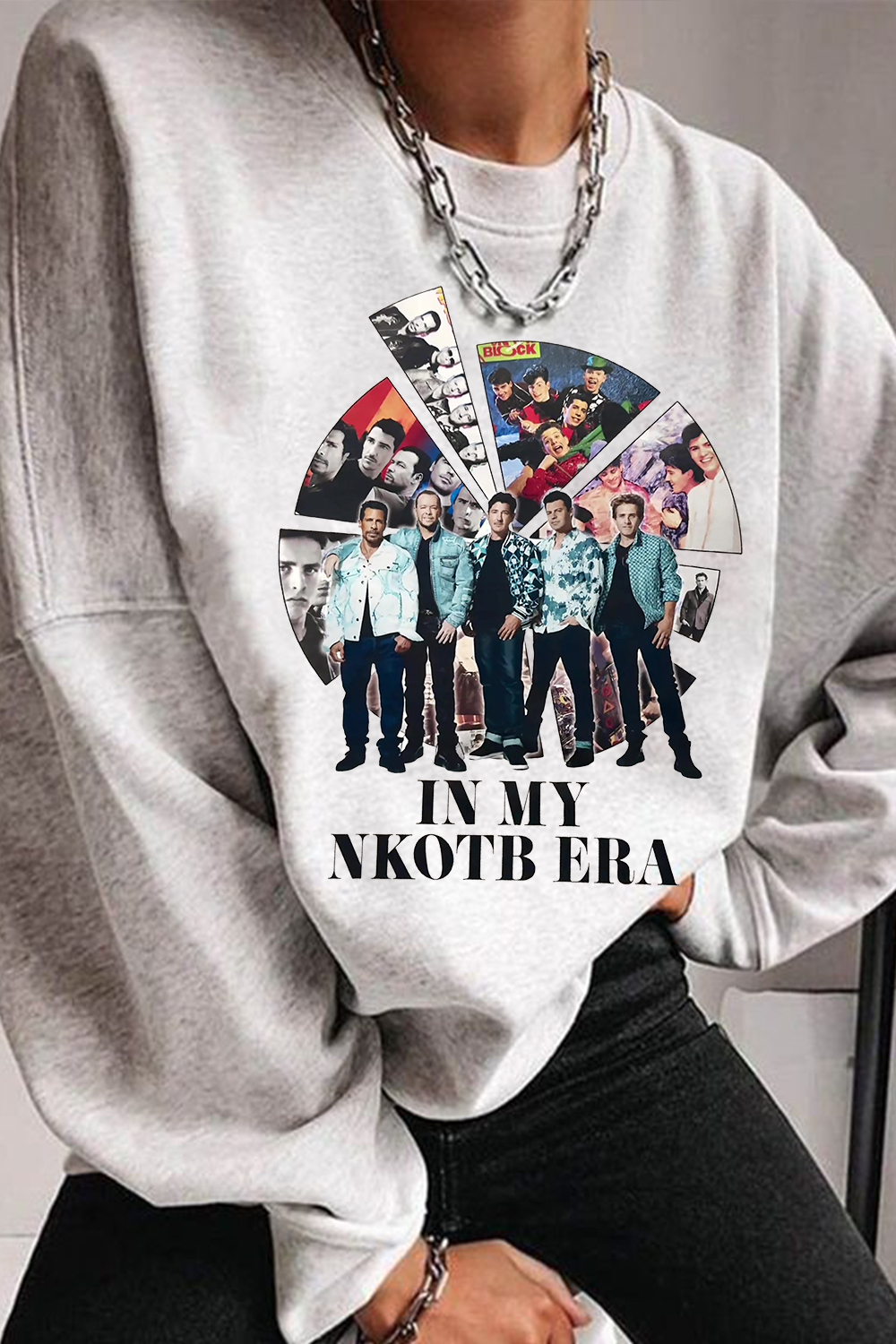 IN MY NKOTB ERA long-sleeved crew neck sweatshirt