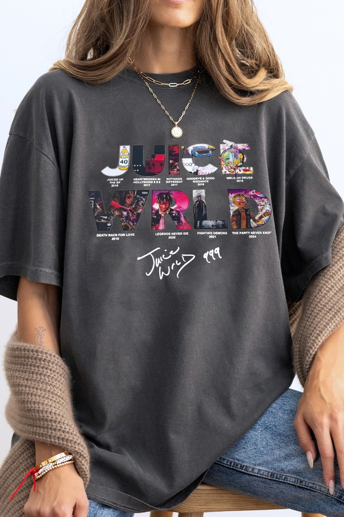 WRLD letter print ladies short-sleeved T-shirt