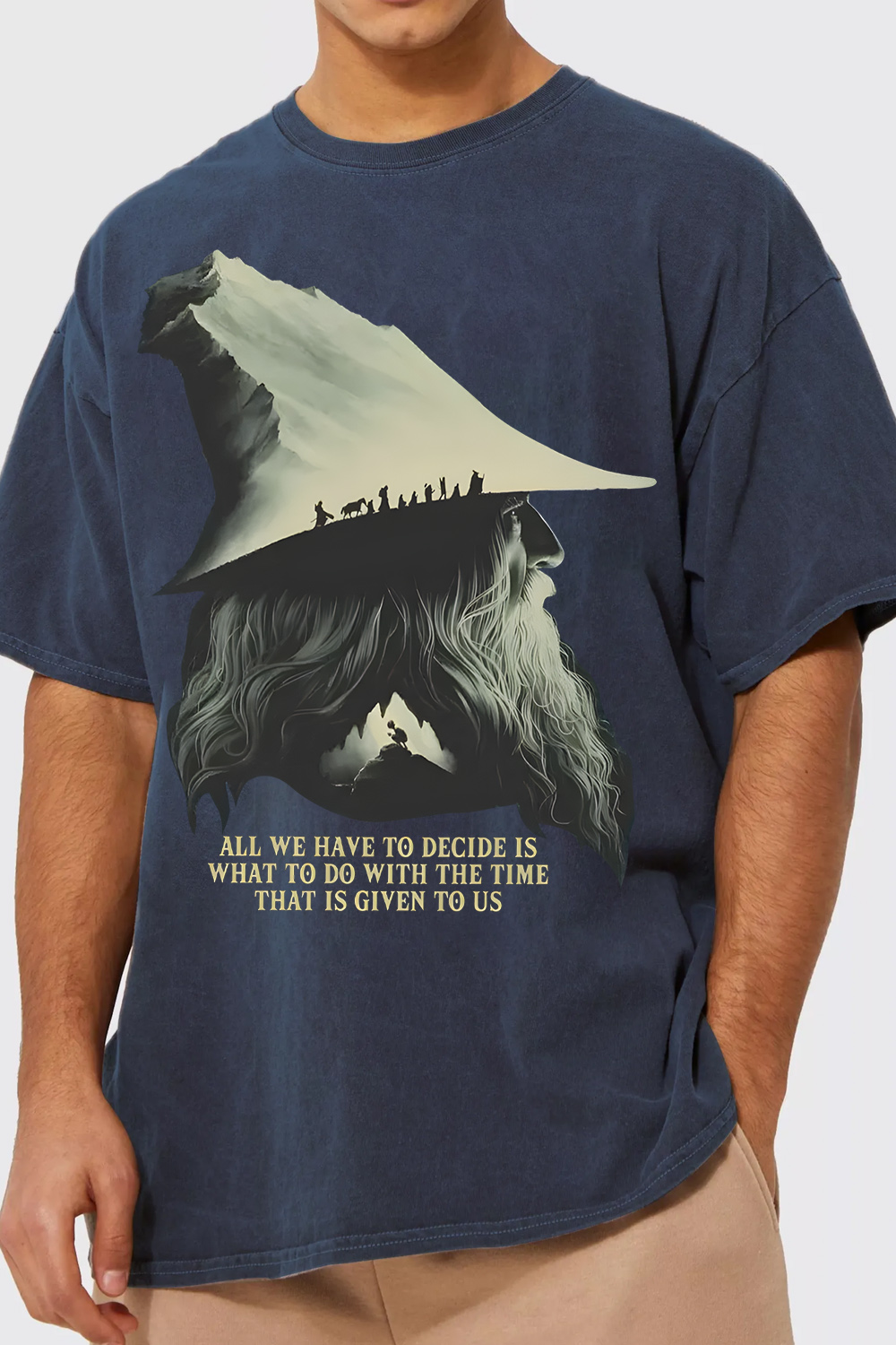 LOTR Gandalf Quote All We Have To Decide Front Vintage Shirt Tee - Men