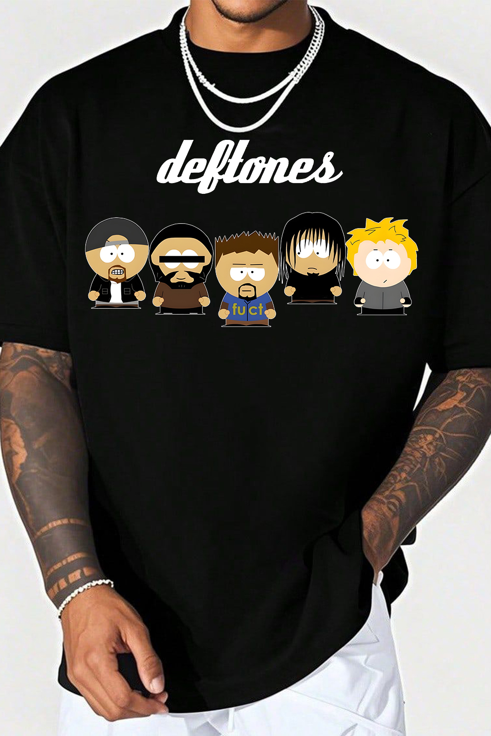 Deftones Cartoon Print Short-Sleeved T-Shirt