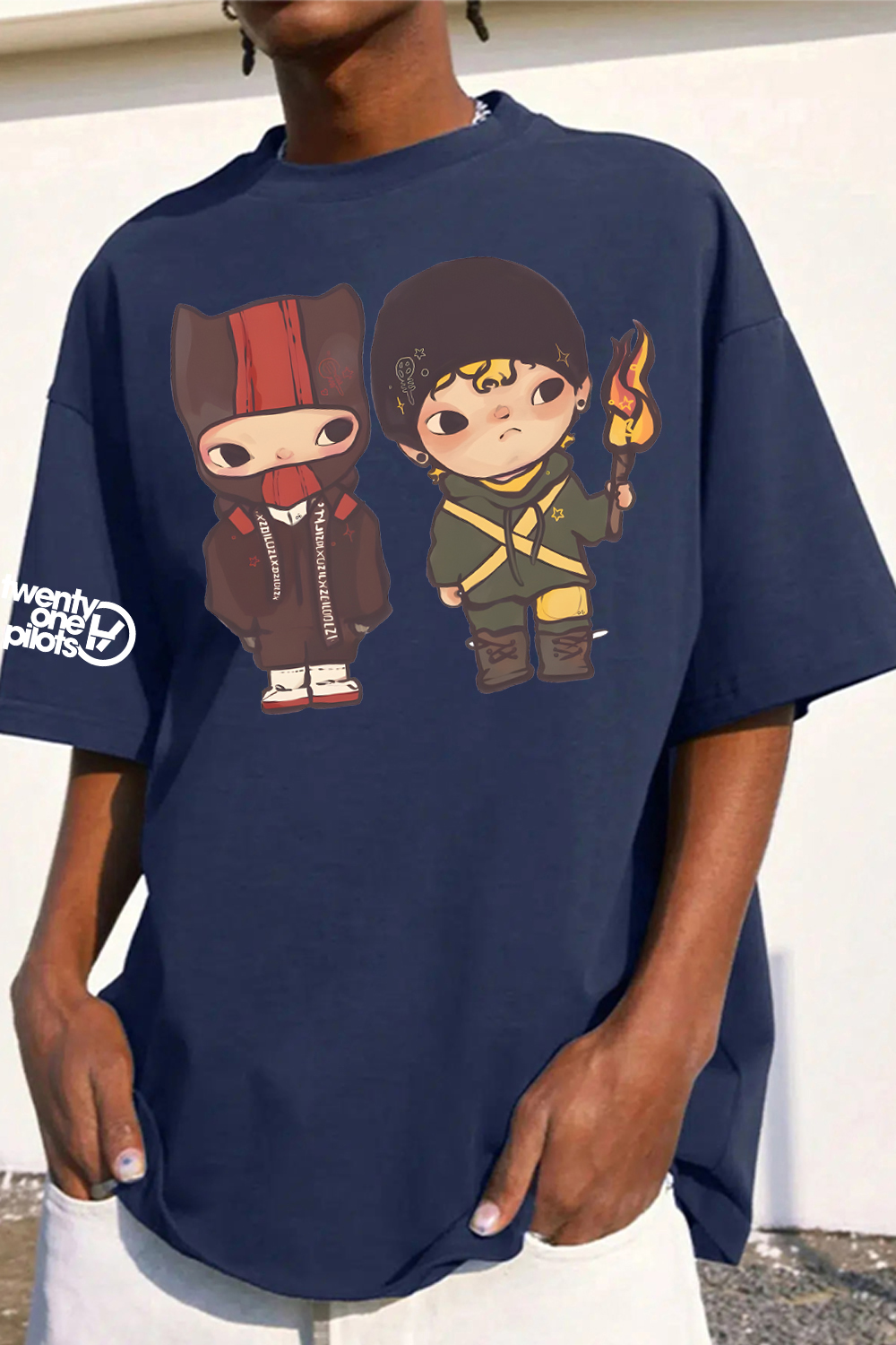 Twenty One Pilots Cartoon Print T-Shirt