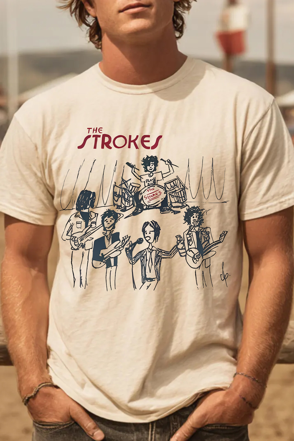 The Strokes band Tour Reprint Fans T-shirt White Gildan Classic