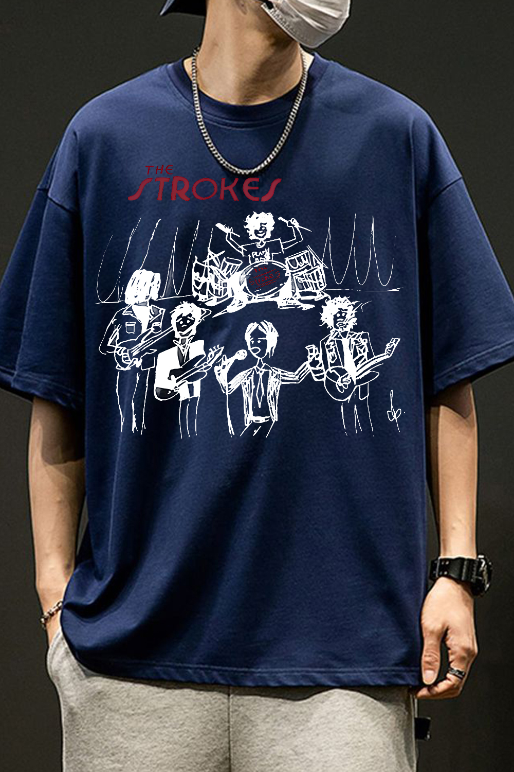 The Strokes band Tour Reprint Fans T-shirt White Gildan Classic