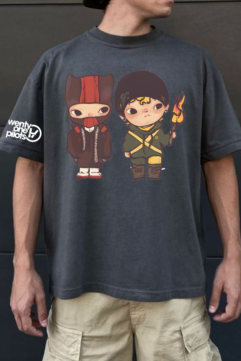 Twenty One Pilots Cartoon Print T-Shirt