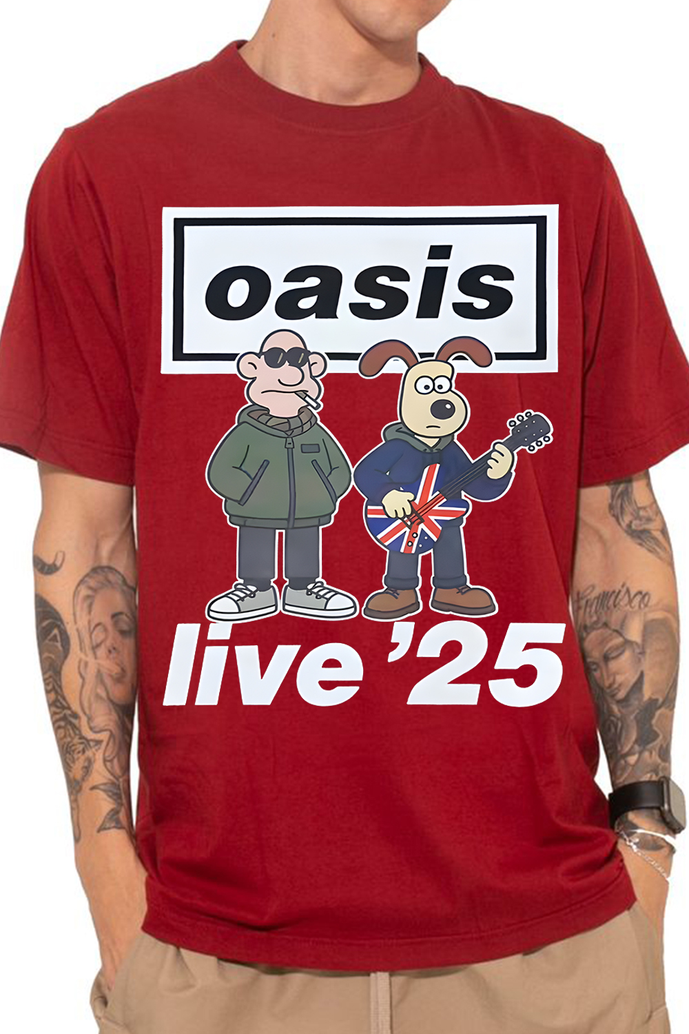 Oasis ver Wallace & Gromit tee